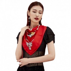 100% Silk Scarf With Hand Rolled Edges, Large, Equestrian Games, Red