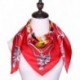 100% Silk Scarf With Hand Rolled Edges, Large, Equestrian Games, Red