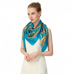 100% Silk Scarf, Extra-Large, Royal Pine Cone, Blue