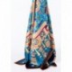 100% Silk Scarf, Extra-Large, Desert Theme (Dun Huang), Blue/Orange