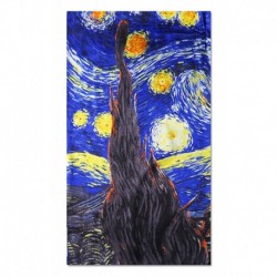 100% Silk Scarf, Oblong, With Hand Rolled Edges, Vincent van Gogh, The Starry Night