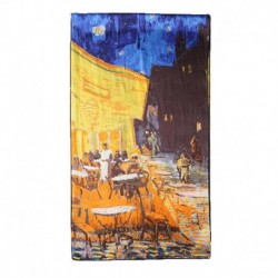 100% Silk Scarf, Oblong, With Hand Rolled Edges, Vincent van Gogh, Open Air Cafe