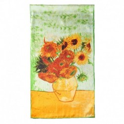 100% Silk Scarf, Oblong, With Hand Rolled Edges, Vincent van Gogh, Sunflowers