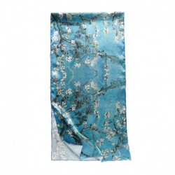 100% Silk Scarf, Oblong, With Hand Rolled Edges, Vincent van Gogh, Almond Blossom