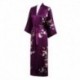 Grace Silk 100% Silk Long Robe Kimono, Winter Plum Blossoms, Purple