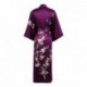 Grace Silk 100% Silk Long Robe Kimono, Winter Plum Blossoms, Purple