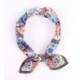 100% Silk Scarf, Petite Square, Charmeuse, Desert Theme (Dun Huang), Blue/Orange