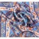 100% Silk Scarf, Petite Square, Charmeuse, Desert Theme (Dun Huang), Blue/Orange