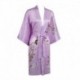 Grace Silk 100% Silk Short Robe Kimono, Plum Blossoms, Thistle