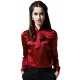 Solid Color, Long Sleeve Satin Silk Blouse, Maroon, Size Large