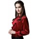 Solid Color, Long Sleeve Satin Silk Blouse, Maroon